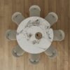 Luxury Round 59" Sintered Stone Dining Table With Stainless Steel Hourglass Base, Scratch & Heat Resistant Surface - Golden / White - Image 8
