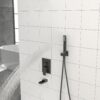 16" Ceiling Mount Square Shower System With Waterfall Tub Spout And Rough In Valve - Matte Black - Image 5