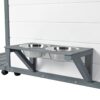 Modern Design Outdoor Dog House With Food Bowl And Wheels Pine - Gray / White - Image 10