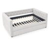 Mid Century Upholstered Tufted Daybed With Trundle Elegant Button And Nailhead Design Full Daybed & Twin Trundle - Beige - Image 6
