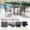 5 Pieces Outdoor Patio Aluminum Furniture Set, Rectangular Table With Umbrella Hole - Bourbon Brown - Image 6