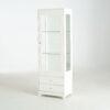 Modern Upholstered Glass Display Cabinet With Adjustable LED Light - White - Image 8
