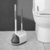 Toilet Brush And Holder Set With Stand, Bathroom Cleaning Tool Plastic - White - Image 3
