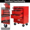 Rolling Metal Tool Chest With 4 Drawers, 20" Steel Storage Cabinet With Ball Bearing Slides - Red / Black - Image 6