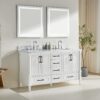Freestanding Double Bathroom Vanity With Extra Black Handles - White - Image 17