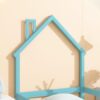 Twin Size Wood Bed With House-Shaped Headboard Floor Bed With Fences - Light Blue - Image 5