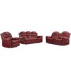 3 Pieces Recliner Sofa Sets Home Theater Seating Manual Recliner Chair With Center Console And Led Light Strip For Living Room - Wind Red - Image 11