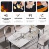 Modern Artificial Stone Pandora Curved Leg Dining Table 6 People - Antique White - Image 11