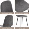 Modern Mid Century Style Dining Chairs (Set of 4) With Soft Linen Fabric And Metal Legs - Dark Gray - Image 4