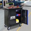 Movable Lockable Double Door Partition With Lock Multi Functional Hardware Storage Tool Car Auto Repair Locker - Black / Blue - Image 2