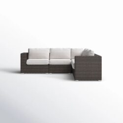 Luxury Outdoor Sectional Lounge Set With UV Resistant Cushions - Brown Mix