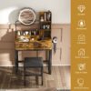 Makeup Vanity Table With LED Lights, 3 Color Options, Power Outlet - Brown - Image 6