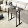 Mona - Rustic Wood Top And Metal Base TV Tray With Water And Heat Resistance - Gray - Image 2