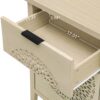 Hollow Carved 3 Drawer Cabinet Dresser Storage Chest With Metal Handles For Living Room Bedroom - Natural - Image 6