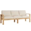 Outdoor 4 Pieces Acacia Sectional Patio Sofa Set - Light Gray / Teak - Image 6
