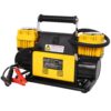 Heavy Duty 12V Dual Cylinder Air Compressor, Tire Inflator With Gauge - Yellow / Black - Image 8