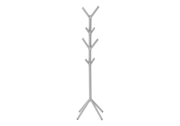 Coat Rack, Hall Tree, Free Standing, 8 Hooks, Entryway, Contemporary & Modern - Silver