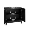Vintage Carved Buffet Cabinet With Adjustable Shelves, Wooden Decorative Sideboard - Black - Image 3