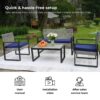 4 Piece Patio Furniture Set With Gray Acacia Wood Table Top - White - Image 9