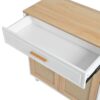 Pet Friendly Furniture Style Cat Litter Box House With Sisal Scratching Door And Charging Socket - Beige / White - Image 13