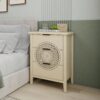 Hollow Carved 3 Drawer Cabinet Dresser Storage Chest With Metal Handles For Living Room Bedroom - Natural - Image 5