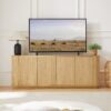 Contemporary Wave Pattern Sideboard Storage Cabinet TV Stand - Natural - Image 4