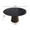 Modern Artificial Stone Round Metal Iron Base Dining Table, Can Accommodate 8 People, (Not Including Chairs) - Black - Image 9