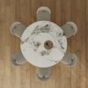 Luxury Round 59" Sintered Stone Dining Table With Stainless Steel Hourglass Base, Scratch & Heat Resistant Surface - Golden / White - Image 11