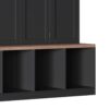 Farmhouse Hall Tree With 4 Hidden Hanging Hooks, Versatile Seating Bench With 8 Doors, Entryway Shoe Cabinet With Open Compartments For Living Room - Black - Image 13
