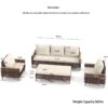 High Footed Rattan Terrace Furniture Set With Cushions, 5 Pieces, 7 Seats, Cotton And Rattan - White - Image 3