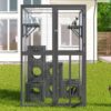 Outdoor Cat House With Shelves And Weather Protection, Removable Wood Boxes - Gray - Image 6