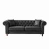 Chesterfield 3 And 2 Seater Sofa Set, High Tech Fabric, Roll Armrest, Upholstered Mid Century Modern Couch - Black - Image 9