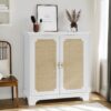 Rattan Decorated Sideboard Buffet Storage Liquor Cabinet - White - Image 7