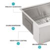 Farmhouse Kitchen Sink 33" Stainless Steel Apron Front Basin With Workstation - Black / Gray - Image 7