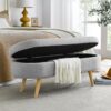 Ottoman Oval Storage Bench With Rubber Wood Legs Linen - Gray - Image 7