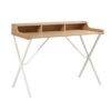 Design Laurel Writing Desk With Storage And Metal Crossed Legs - Natural / White - Image 5