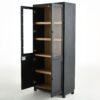 Mid Century Modern Style Tall Display Cabinet With Glass Doors For Collectibles - Black - Image 9