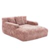 Chenille Interior Lazy Sofa Chaise Lounge Armchair With Pillows And Armrests - Pink - Image 17