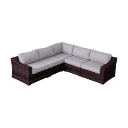 Luxurious Outdoor Resin Wicker Seating Set With Cushions - Brown Mix / Gray