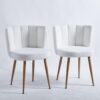 Modern Dining Chair (Set of 2) With Iron Tube Wood Color Legs, Shorthair Cushions And Comfortable Backrest, Suitable For Dining Room, Living Room, Cafe, Simple Structure - White - Image 11