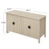 4 Door Sideboard, Carved Sideboard Buffet Cabinet With Storage, Modern Coffee Bar Cabinet With Adjustable Shelf For Living Room, Dining Room, Kitchen - Natural - Image 2
