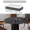 Modern Artificial Stone Round Carbon Steel Base Dining Table, Can Accommodate 6 People - Black - Image 4