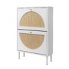 2 Door Shoe Rack, Rattan, Double Layer, Suitable For Living Room, Hallway - White - Image 7