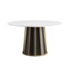 53.15" Modern Artificial Stone Round Panel Metal Iron Base Dining Table, Can Accommodate 6 People, (Not Including Chairs) - White / Black - Image 3