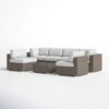 6 Seater Rattan Wicker Outdoor Lounge Set With Cushions - Gray Mix - Image 5