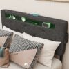 Queen Bed Frame With USB Charging, LED Lights & Storage Drawers Upholstered - Dark Gray - Image 5