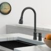 16.9" Kitchen Sink Faucet With Separate Handle And Pull Down Sprayer, Lead Free Brass - Matte Black - Image 5