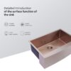 Farmhouse Sink Stainless Steel 16 Gauge Apron Front Kitchen Sink - Rose Gold - Image 5