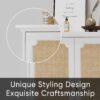 Rattan Decorated Sideboard Buffet Storage Liquor Cabinet - White - Image 14