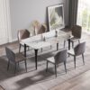 Modern Artificial Stone Pandora Curved Leg Dining Table 6 People - Antique White - Image 14